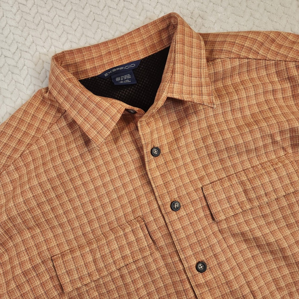 ExOfficio Men's Plaid Long Sleeve Button Up Shirt Size XL